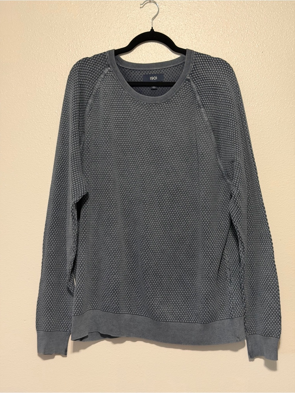 1901 Men's Slate Gray Textured Crewneck Sweater